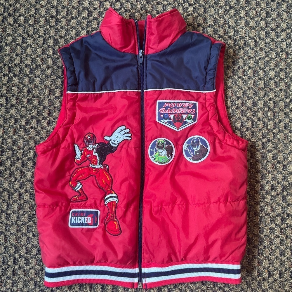 Vintage Y2K Power Rangers Red Puffer Vest Size 5
